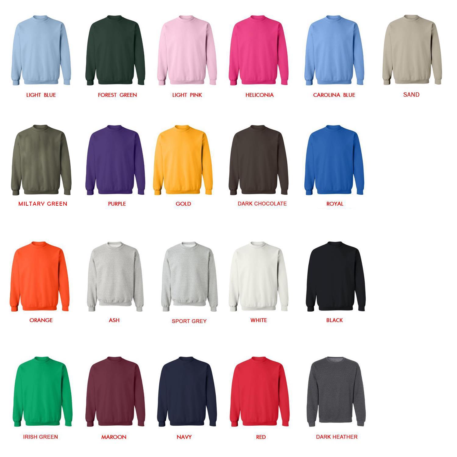 sweatshirt color chart - Ponyo Shop