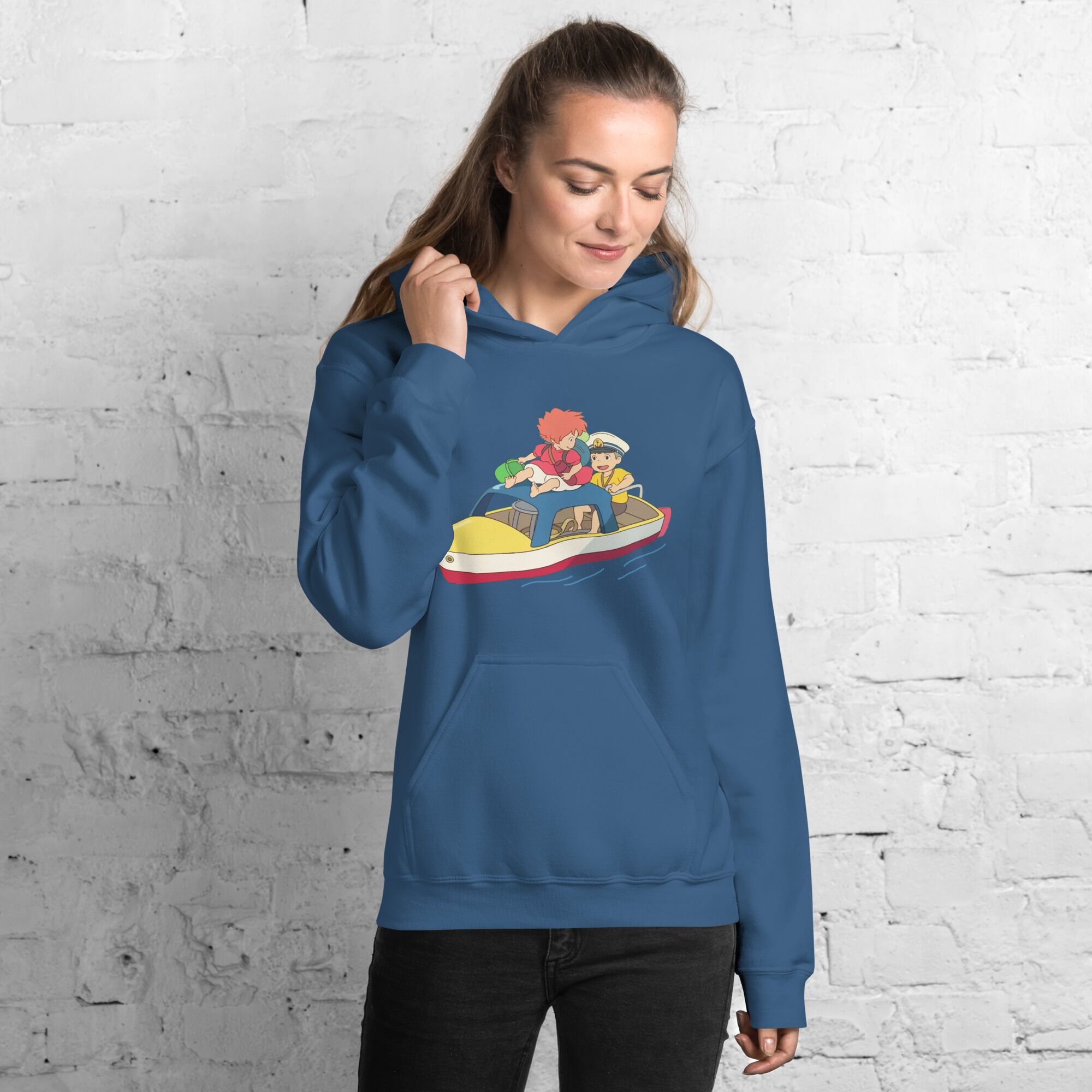 Sosuke and Ponyo on the Boat looking for Mom Hoodie - Image 2