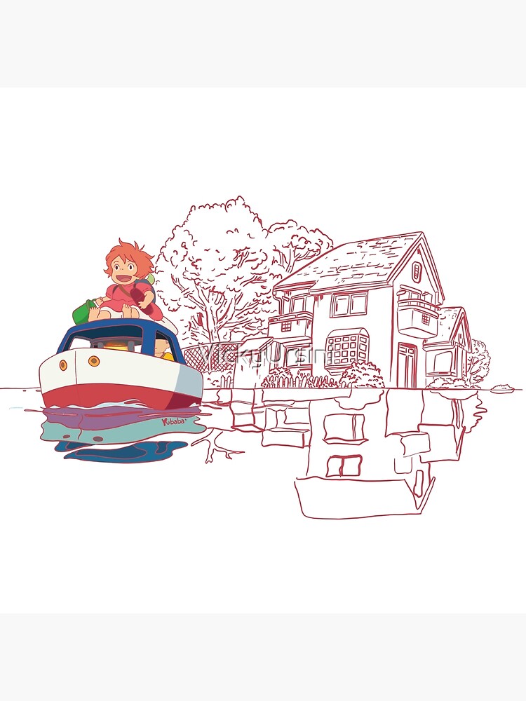 Ponyo Illustration Ponyo Throw Pillow - Image 2