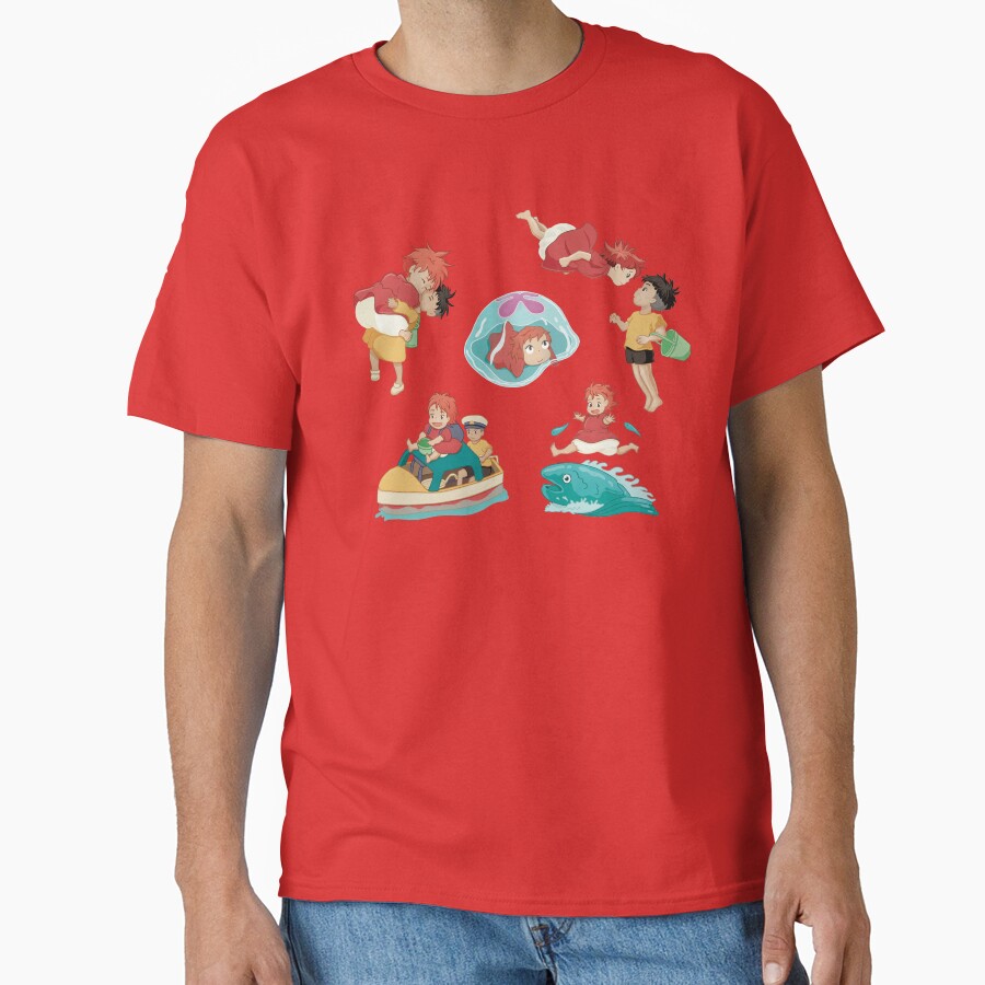Ponyo On The Cliff Ponyo And S%c3%b4suke T-shirt - Image 5
