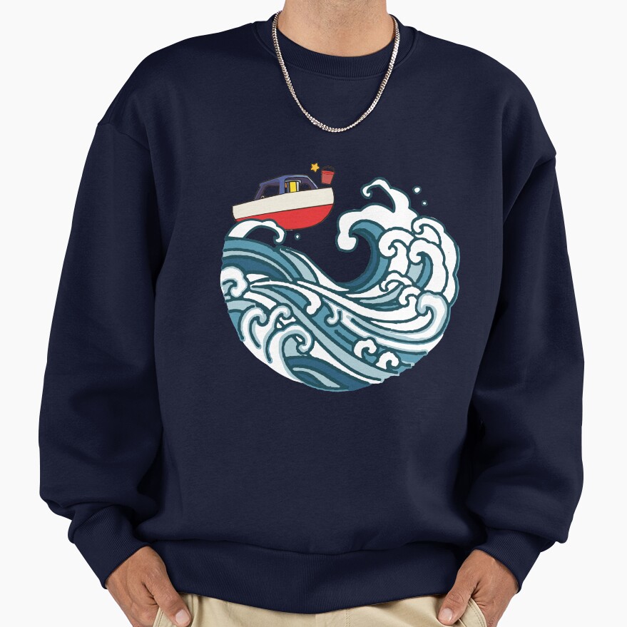 Boat On Big Wave Sweatshirt - Image 5