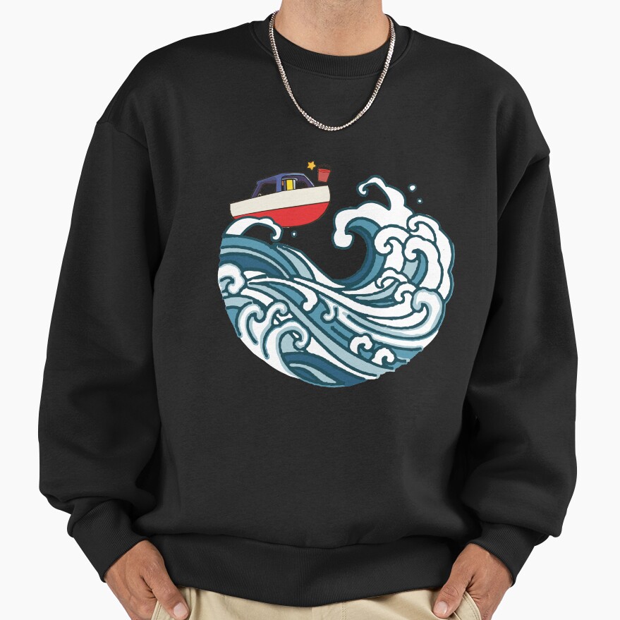 Boat On Big Wave Sweatshirt - Image 2