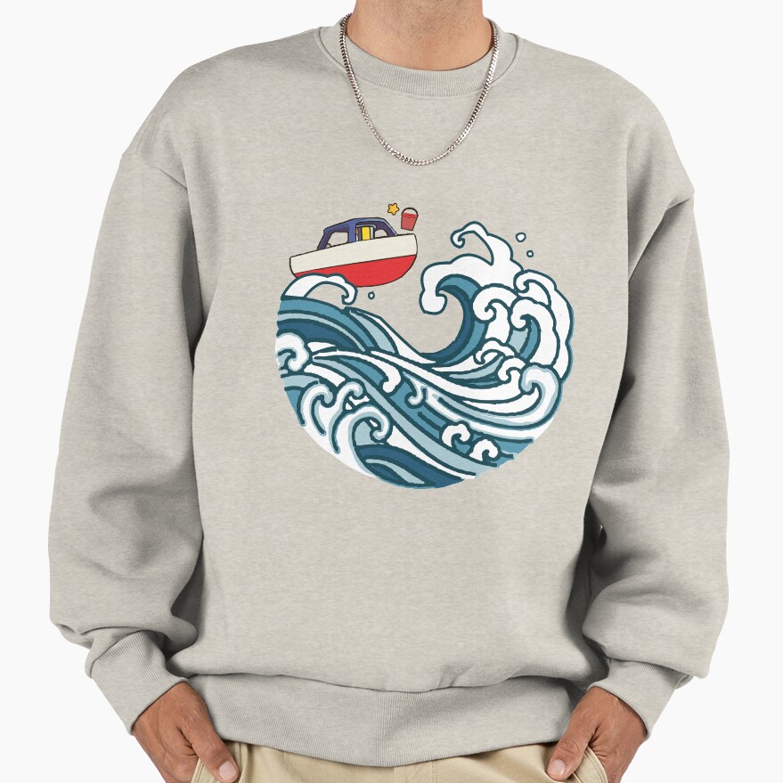 Boat On Big Wave Sweatshirt - Image 3