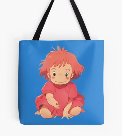 Ponyo Cute Blue Background Tote Bag