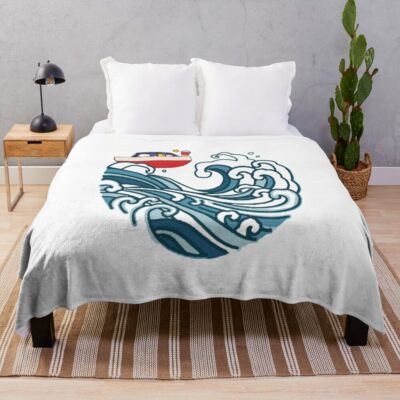Boat On Big Wave Classic Throw Blanket