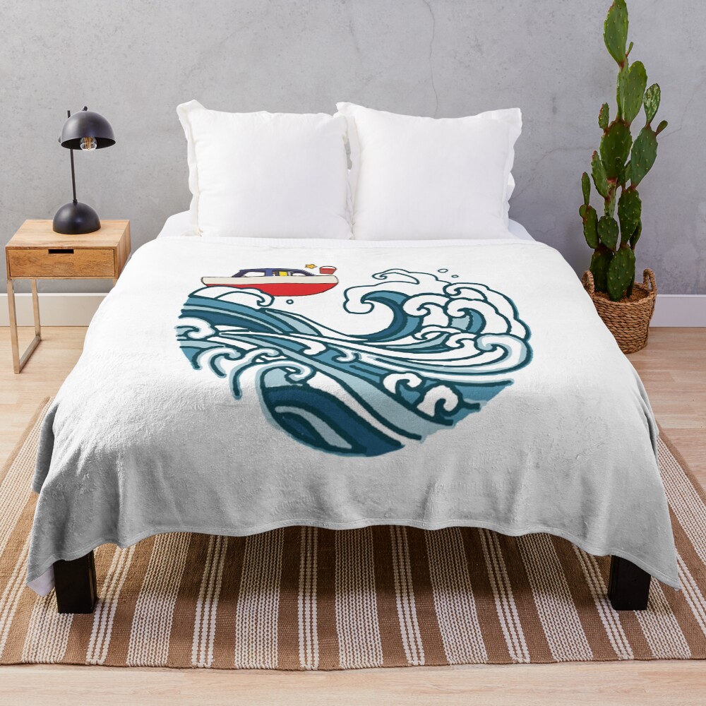 Boat On Big Wave Classic Throw Blanket