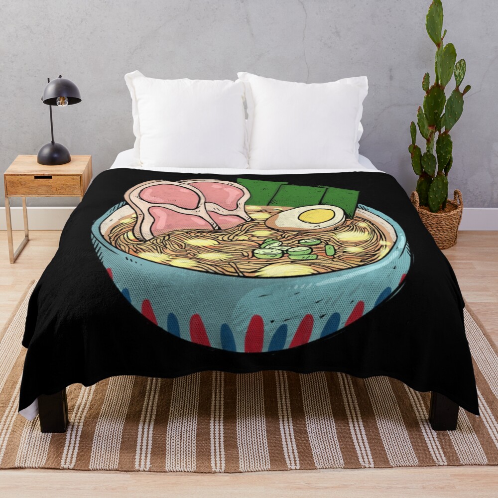 Ponyo Ramen Sticker Throw Blanket