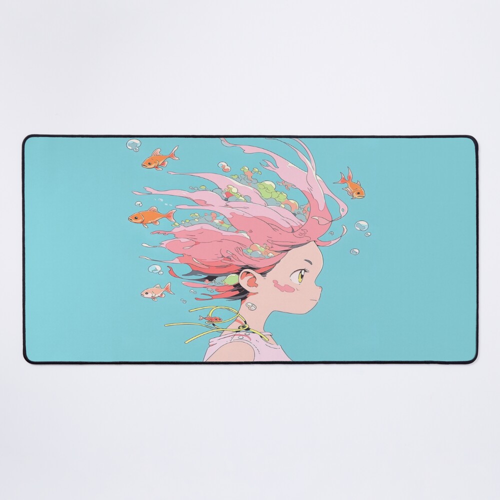 Cute Anime Mermaid Fish Girl Mouse Pad