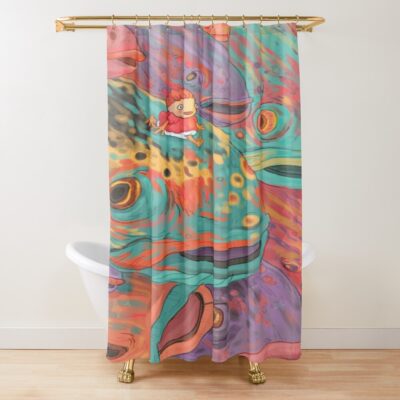 Ponyo With Fish Shower Curtain