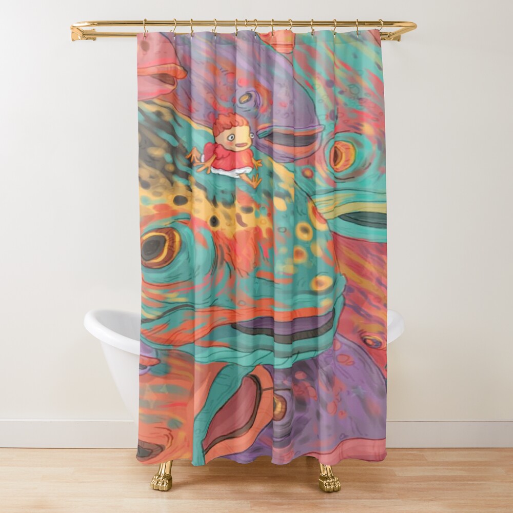 Ponyo With Fish Shower Curtain