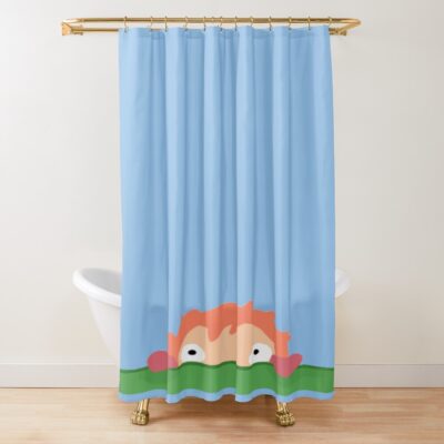Peeping Ponyo Bucket Shower Curtain