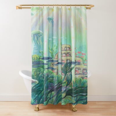 Ponyo Painting Anime Underwater Shower Curtain