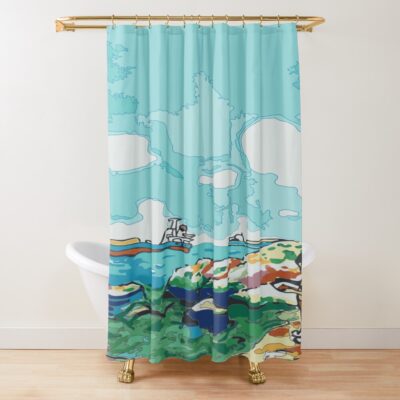 Sousuke Finds Ponyo Shower Curtain