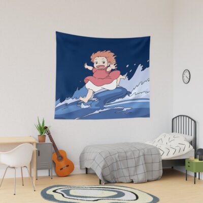 Ponyo Run On Water Tapestry
