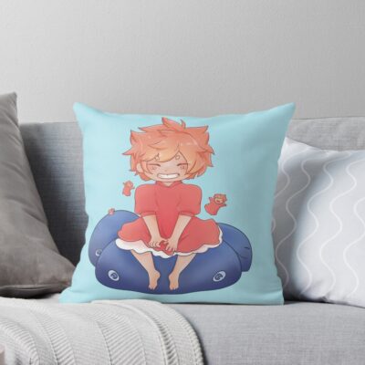 Ponyo Draw Throw Pillow