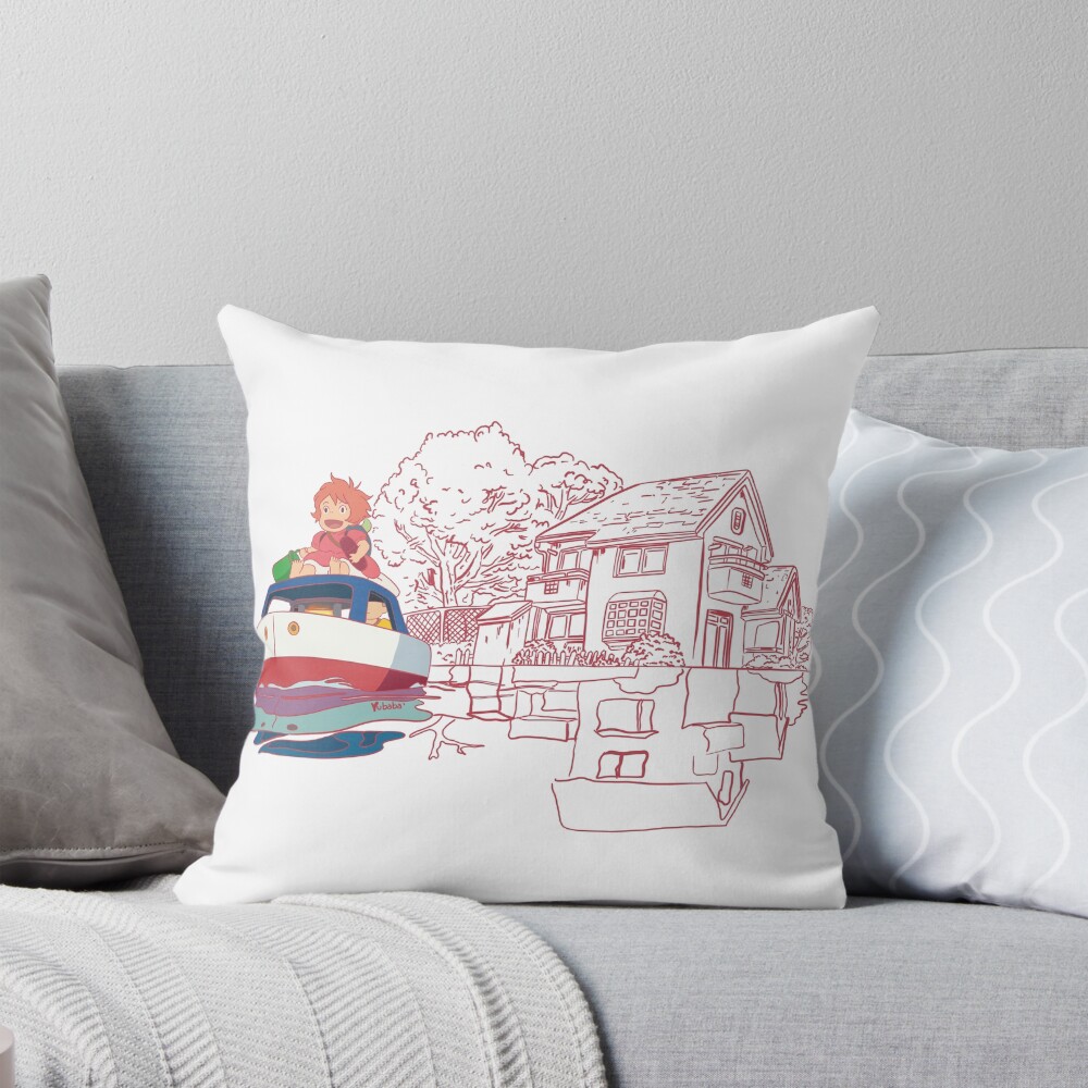 Ponyo Illustration Ponyo Throw Pillow