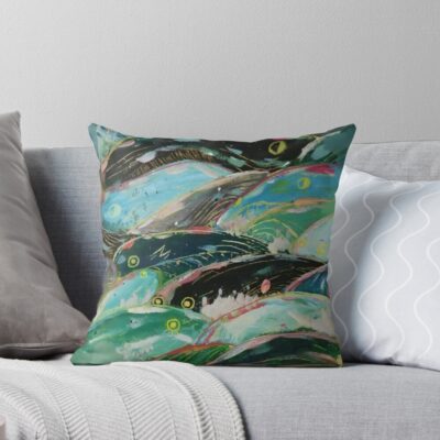 Ponyo S Waves Throw Pillow