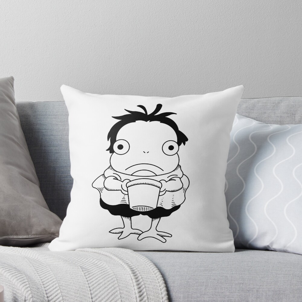 Ponyo Black White Design Throw Pillow